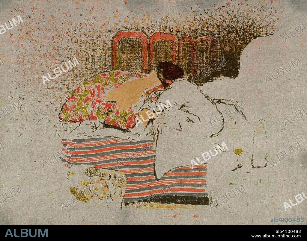 EDOUARD VUILLARD. Annette's Birth (La naissance d'Annette). Dimensions: 41.7 cm x 57 cm, 40 cm x 50 cm.