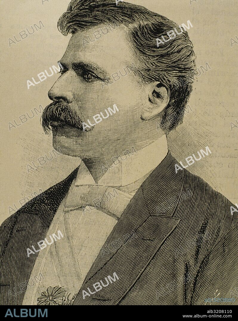 Julio Herrera Obes (1841-1912). Uruguayan politician. President of Uruguay (1890-1894). Portrait. Engraving by Arturo Carretero. "La Ilustracion Espanola y Americana", 1892.