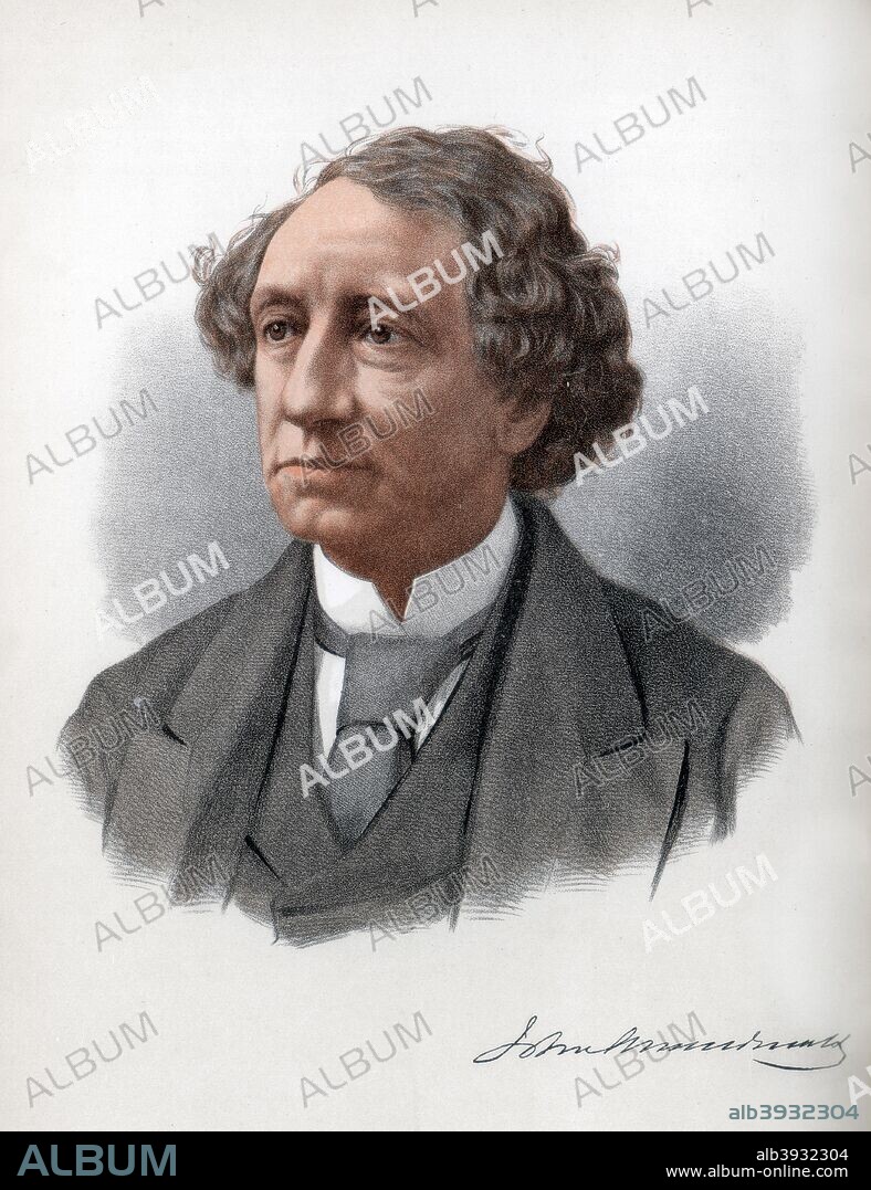 Sir John Alexander Macdonald, 1st Prime Minister of Canada, c1890. Born in Glasgow, Macdonald (1815-1891) emigrated to Canada with his family in 1820. A lawyer by profession, he entered politics and was elected to the legislature of Canada in 1844. In 1867 he was knighted and was elected the first Prime Minister of the dominion of Canada. His Conservative administration was brought down by the Pacific scandal in 1873 when Macdonald was accused of taking bribes relating to the award of railway construction contracts, but he returned to power in 1878 and continued as Prome Minister until his death. A lithograph from The Modern Portrait Gallery, Cassell, Petter and Galpin, London, Paris and New York, c1890.