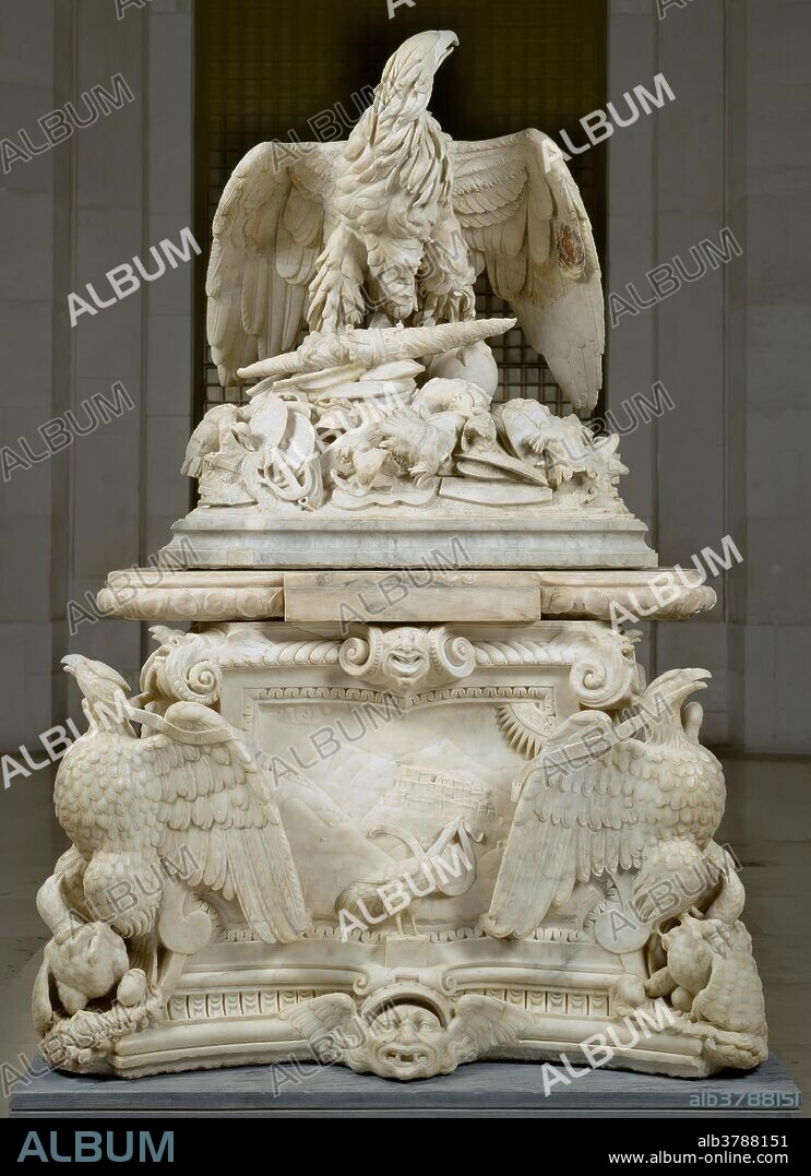 TALLER ROMANO, ANDREA CALAMECCA y ANDREA CALAMECH. Taller romano; Andrea Calamecca / 'Apoteosis de Claudio'. Hacia 1560. Mármol blanco, 185,2 x 124 cm.