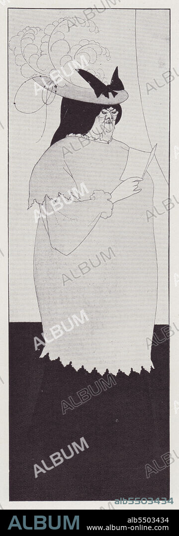 AUBREY BEARDSLEY. L'Education Sentimentale, 1894. 'This drawing created much stir at the time...[it was] subsequently cut off and tinted by the artist and renamed Mrs Marsuple (from Under the Hill)'. First published in "The Yellow Book", Vol. I. From "The Best of Beardsley" edited by R. A. Walker, [The Bodley Head, London, 1948].