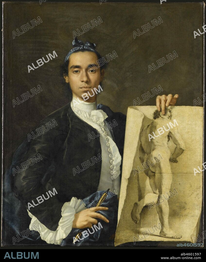 LUIS EGIDIO MELENDEZ. Self-portrait Holding an Academic Study.