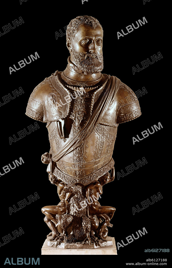 LEONE LEONI (1509-92). BUSTO DE CARLOS V EN BRONCE - 1550 - MANIERISMO ITALIANO - 112 CM ALTURA.