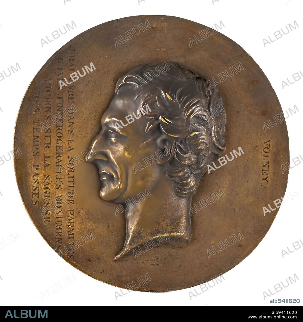 Portrait of Constantin-François de Chasseb½uf, Comte de Volney (1757-1820), scholar and philosopher, David d'Angers, Pierre-Jean, Sculptor, Richard, Louis, Founder, In 1826, Sculpture, Medallion (sculpture), Dimensions - Work: Diameter: 10 cm.