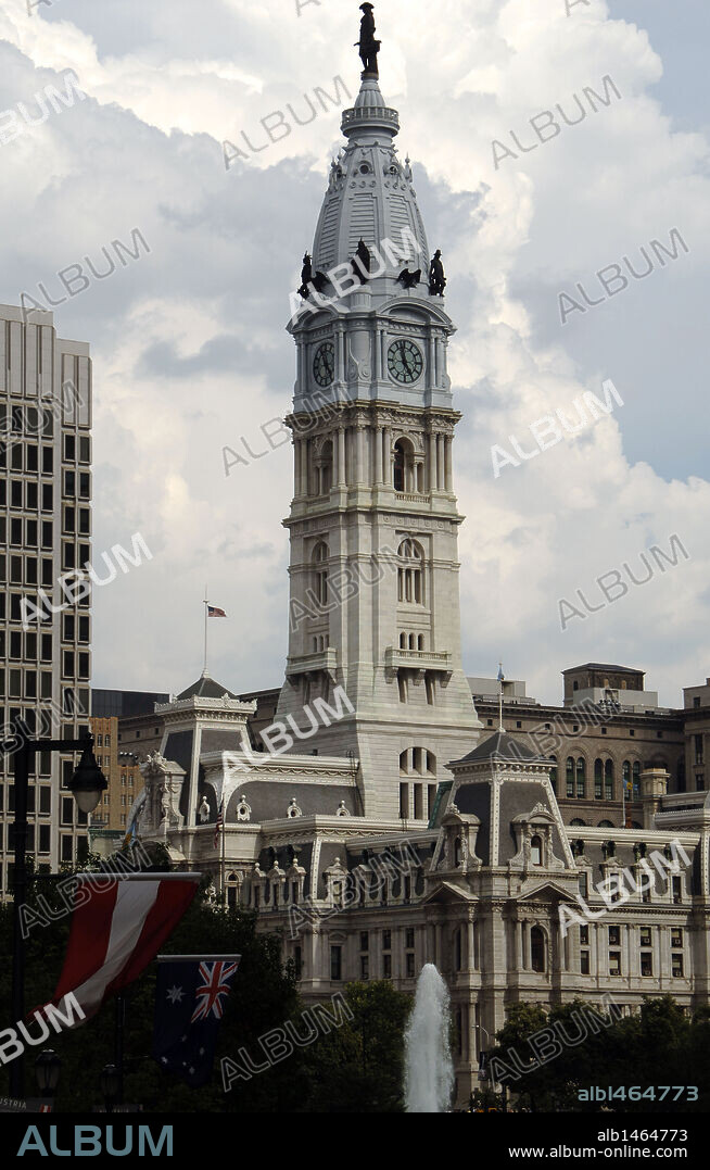 United States. Pennsylvania. Philadelphia. City Hall. Built between 1871-1901. Dome decorated with the statue of the founder of the city, William Penn (1644-1718).