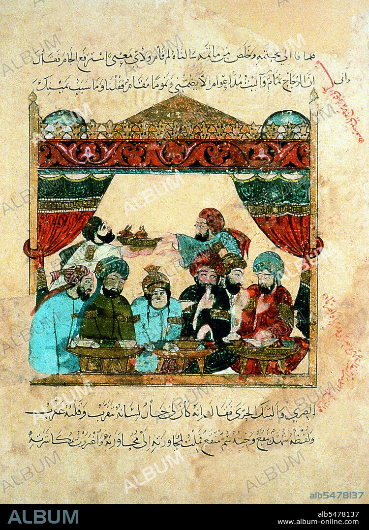 Yahya ibn Mahmod al-Wasiti was a 13th-century Arab Islamic artist. Al-Wasiti was born in Wasit in southern Iraq. He was noted for his illustrations of the Maqam of al-Hariri. Maqama (literally 'assemblies') are an (originally) Arabic literary genre of rhymed prose with intervals of poetry in which rhetorical extravagance is conspicuous. The 10th century author Badi' al-Zaman al-Hamadhani is said to have invented the form, which was extended by al-Hariri of Basra in the next century. Both authors' maqamat center on trickster figures whose wanderings and exploits in speaking to assemblies of the powerful are conveyed by a narrator. Manuscripts of al-Hariri's Maqamat, anecdotes of a roguish wanderer Abu Zayd from Saruj, were frequently illustrated with miniatures.