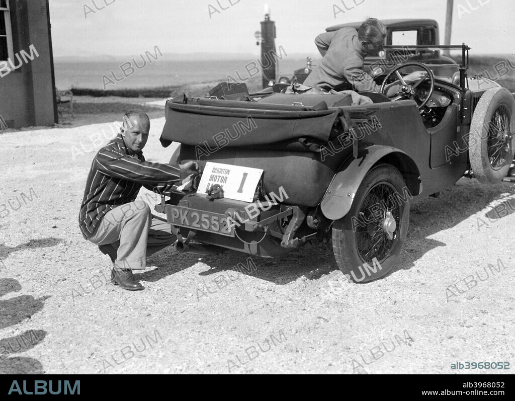 Invicta 4-seat high-chassis tourer 1928 4467 cc. Vehicle Reg. No.  PK2552.  Event Entry No: 1. Driver: Healey, D.M. Finished: 5th of 16. Place: B&HMC Brighton Motor Rally. Date: 28.6-1.7.30.  Healey, Donald M.
