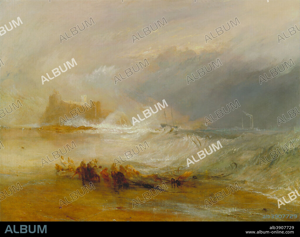 J. M. W. TURNER. Wreckers -- Coast of Northumberland, with a Steam-Boat Assisting a Ship off Shore. Date/Period: Between 1833 and 1834. Painting. Oil on canvas. Height: 1,226 mm (48.26 in); Width: 1,530 mm (60.23 in).
