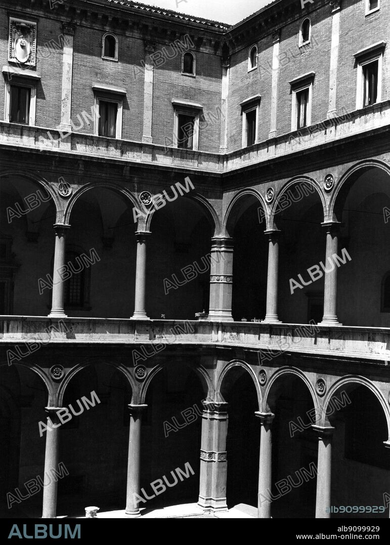Palazzo della Cancellaria , Rome , monument to nepotism originally built by Rodrigo Borgia who sold the palace to Raffaele Riario , nephew of Pope Sixtus IV.