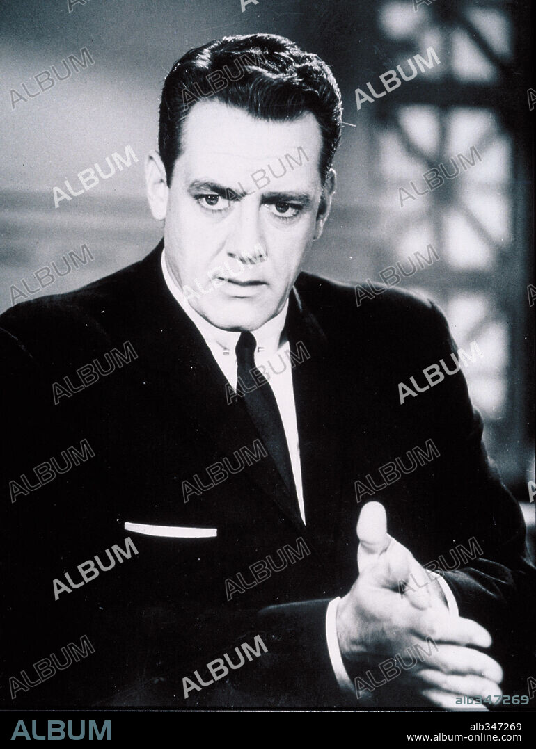 RAYMOND BURR in PERRY MASON, 1957. Copyright CB FILMS.