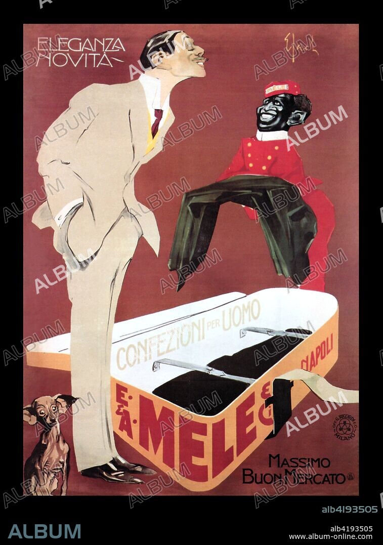 African Page offers a suit  to an African Gentleman.  Designed by Enrico Sacchetti ( Rome , 1877 - Settignano , December 27 1967 ) was a painter , illustrator and writer Italian , winner of the Premio Bagutta in 1935.