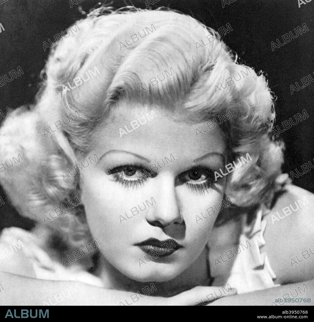 Jean Harlow, American actress, 1934-1935. Known as the Platinum Blonde, Jean Harlow was one of Hollywood's biggest stars and foremost sex symbols of the 1930s. Her career was tragically cut short when she died from kidney failure in 1937 aged just 26. Taken from Meet the Film Stars, by Seton Margrave. (London, 1934-1935).