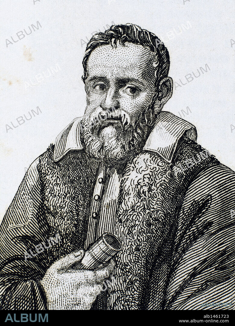 GALILEO GALILEI (1564-1642). Físico, matemático y astrónomo italiano. S. XVI-XVII (S. XVI-S. XVII). Grabado S. XIX.