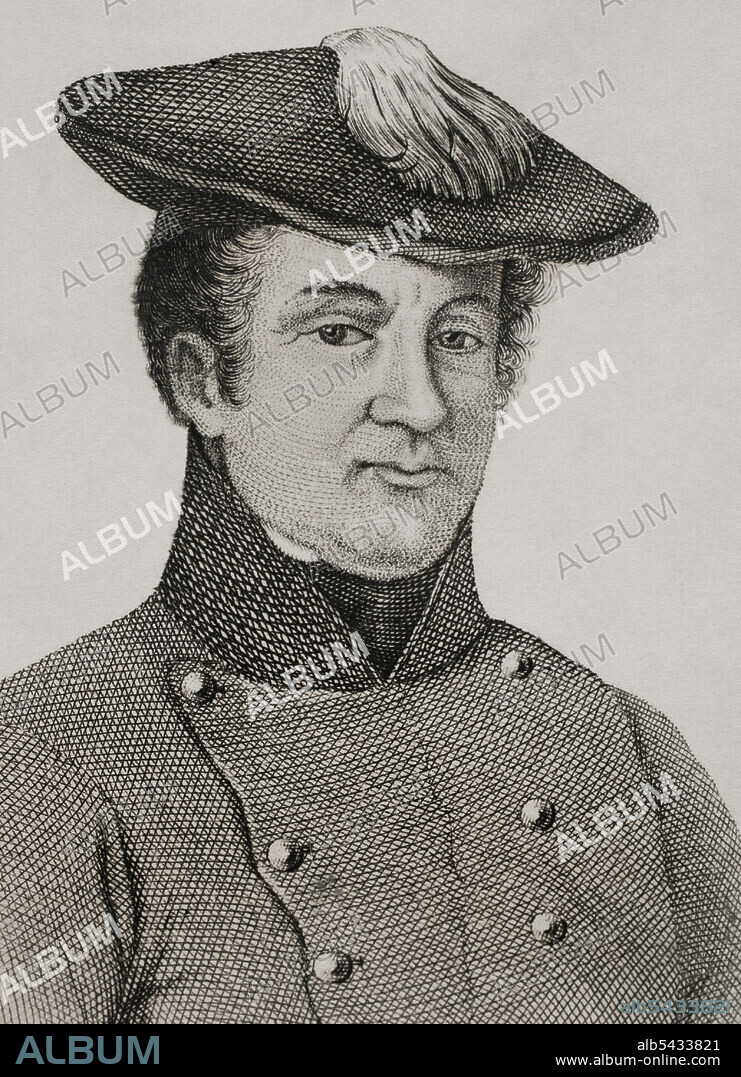 Miguel Sancho Gómez y Damas (1785-1864). Spanish military. He fought on the Carlist side in the first and second Carlist War. Portrait. Engraving. Panorama Español, Crónica Contemporánea. Volume III. Madrid, 1845.