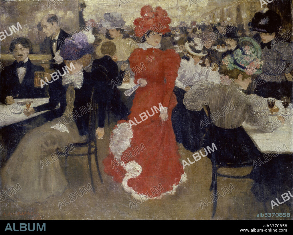 HENRI JACQUES EDOUARD EVENEPOEL. In the Café d'Harcourt at Paris.