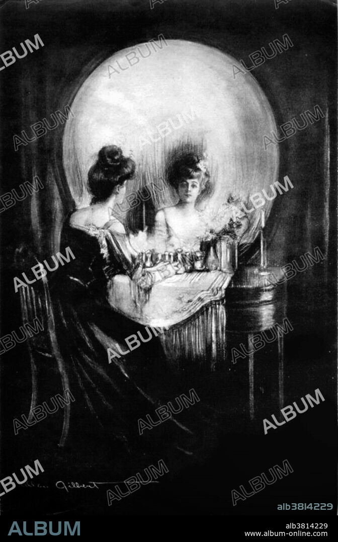 Charles Allan Gilbert (September 3, 1873 - April 20, 1929), better known as C. Allan Gilbert, was a prominent American illustrator. He is especially remembered for a widely published drawing (a memento mori or vanitas) titled All Is Vanity. The drawing employs a double image (or visual pun) in which the scene of a woman admiring herself in a mirror, when viewed from a distance, appears to be a human skull. The title is also a pun, as this type of dressing-table is also known as a vanity. An optical illusion is a phenomena where one seems to see something that doesn't exist or with another perspective. It is also called visual illusion and is categorized by visually apparent images. An optical illusion is basically a visually misleading image interpreted by the brain inaccurately.