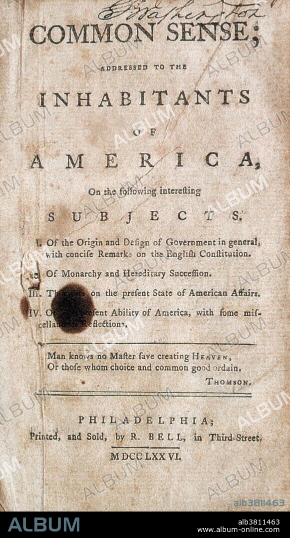 "Common Sense" is a pamphlet written by Thomas Paine. It was first published anonymously on January 10, 1776, during the American Revolution. Common Sense presented the American colonists with an argument for freedom from British rule at a time when the question of independence was still undecided. Paine wrote and reasoned in a style that common people understood; Common Sense was structured like a sermon and relied on Biblical references to make its case to the people. It had the largest sale and circulation (as a percentage of the population) of any book in American history.