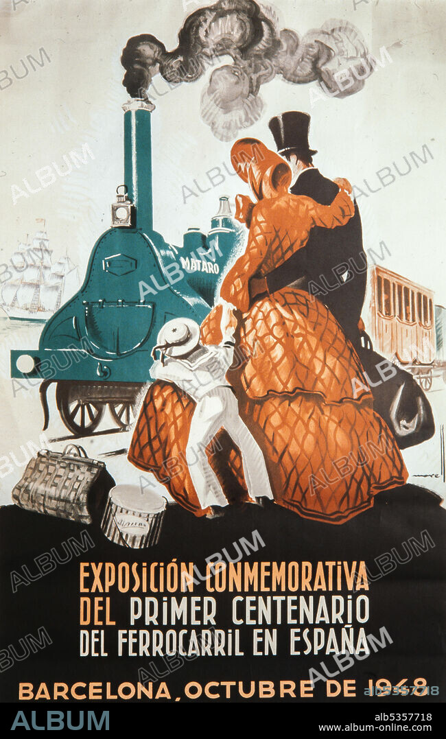 JOSEP MORELL. Cartel modernista. Exposición conmemorativa del primer centenario del Ferrocaril de España, 1948. Museo de Historia de Barcelona (MUHBA).