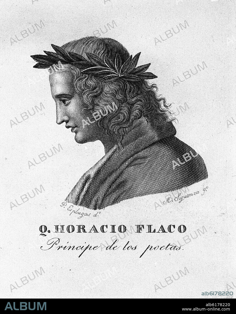 JUAN AMILLS (1800-53) GRABADOR. RETRATO DE HORACIO (65/8 AC) - POETA ROMANO.