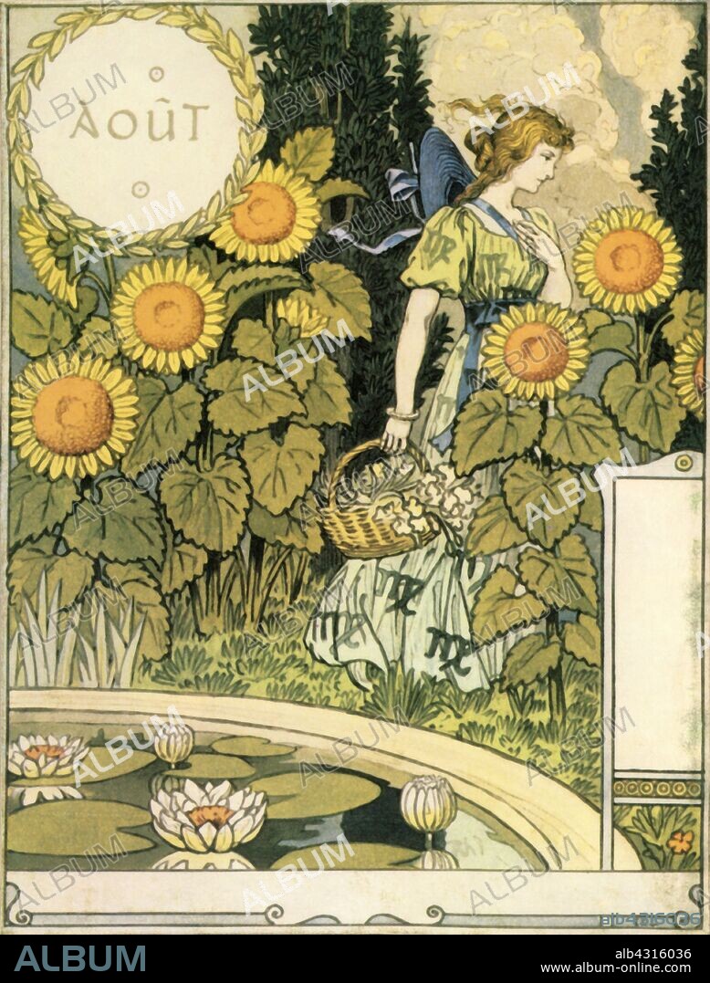 EUGENE SAMUEL GRASSET. 'Août', 1896. From "Calendrier la Belle Jardinière", by Eugène Grasset. [Paris, 1896].