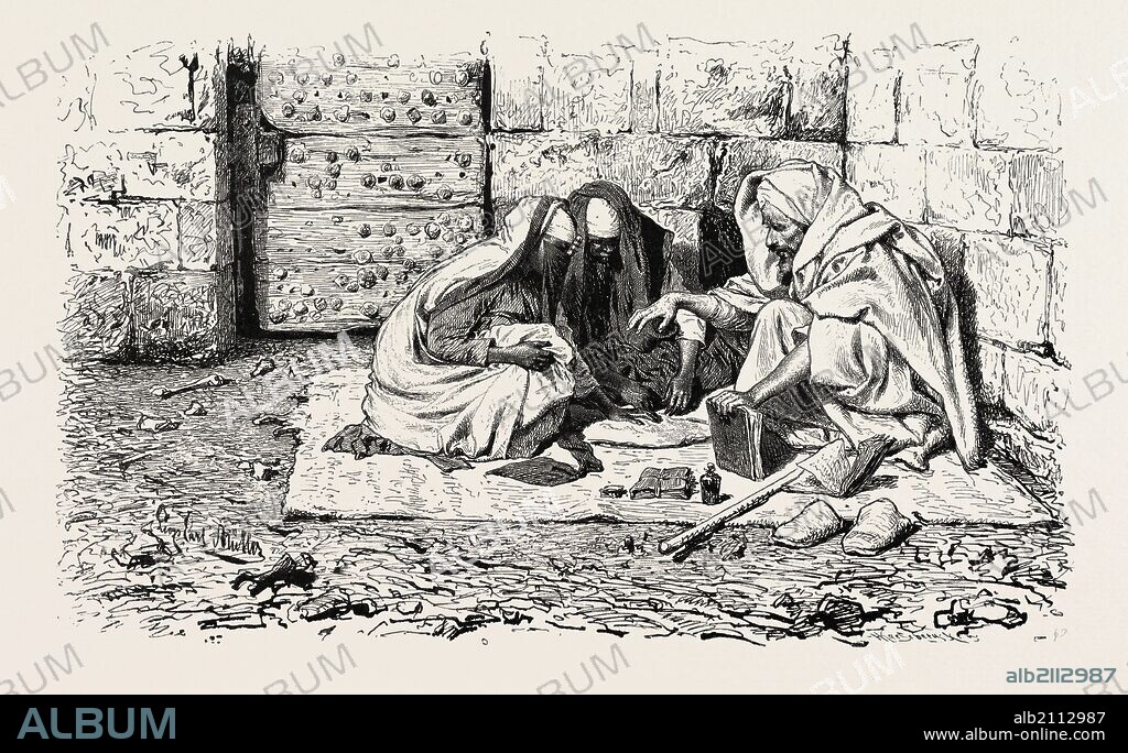 Chiromancy, the art of characterization and foretelling the future through the study of the palm, also known as palm reading, or chirology. Egypt, engraving 1879.