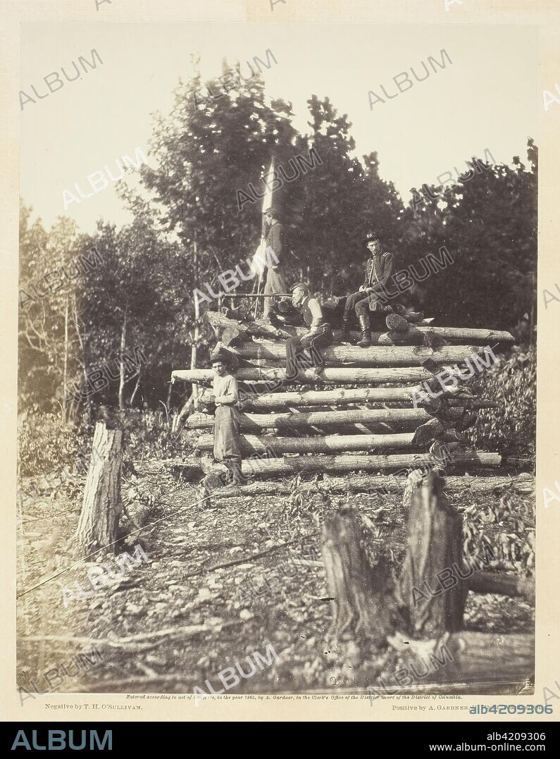 Signal Tower on Elk Mountain, Maryland. Timothy O'Sullivan; American, born Ireland, 1840-1882. Date: 1862. Dimensions: 22.9 x 17.7 cm (image/paper); 44.7 x 31.1 cm (album page). Albumen print, pl. 22 from the album "Gardner's Photographic Sketch Book of the War, vol. 1" (1866). Origin: United States.