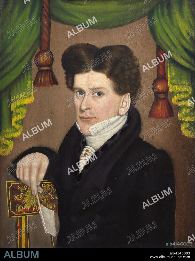 Man with a Pen. Jonas Welch Holman; American, 1805-1873. Date: 1822-1835. Dimensions: 70.8 × 54.6 cm (27 7/8 × 21 1/2 in.). Oil on yellow poplar panel. Origin: United States.