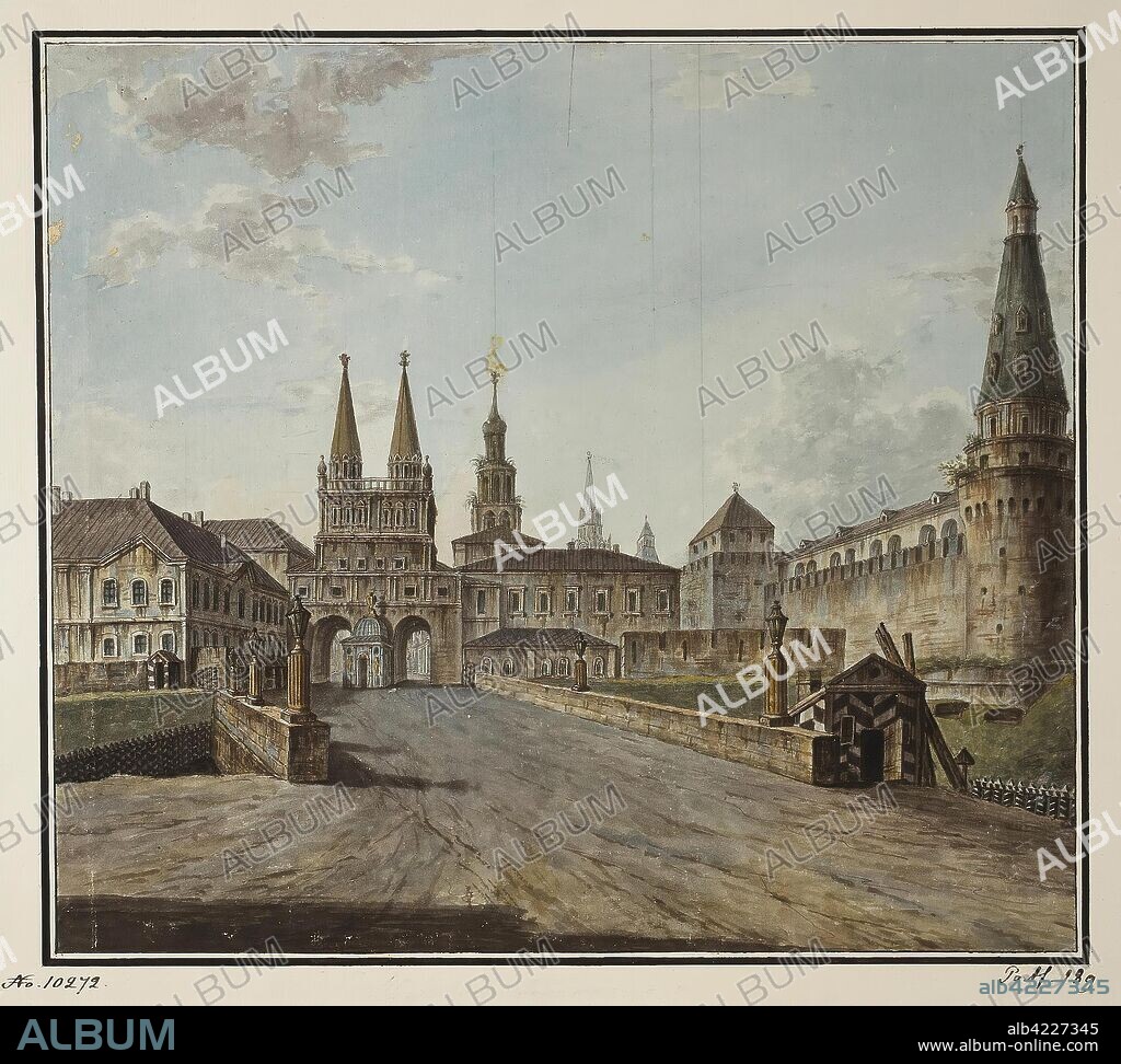 'View of the Resurrection Gate and Neglinny Bridge from Tverskaya Street'. Series "Views of Moscow and its Environs". Russia, Between 1800 and 1810. Dimensions: 54,5x31,5 cm.