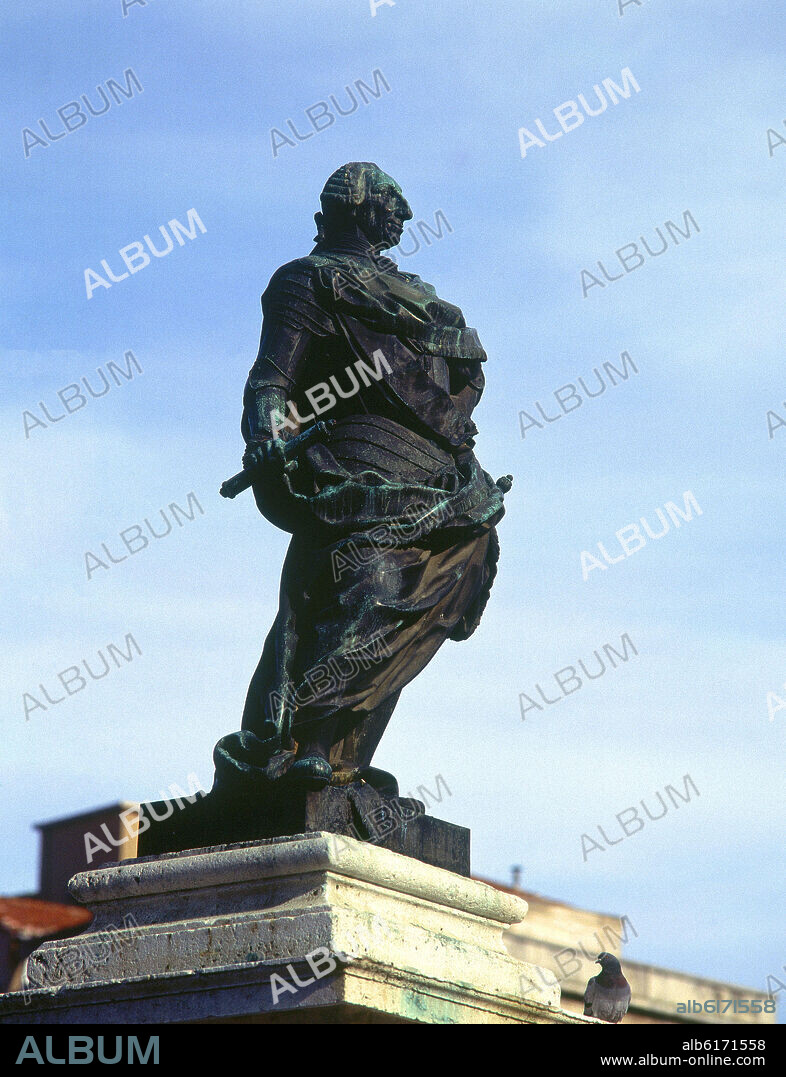 ALFONSO GIRALDO BERGAZ (1744-1812). PLAZA MAYOR-ESTATUA DEL MONUMENTO A CARLOS III COSTEADA POR EL REFORMISTA ANTONIO TOME GONZALEZ CARRERA.