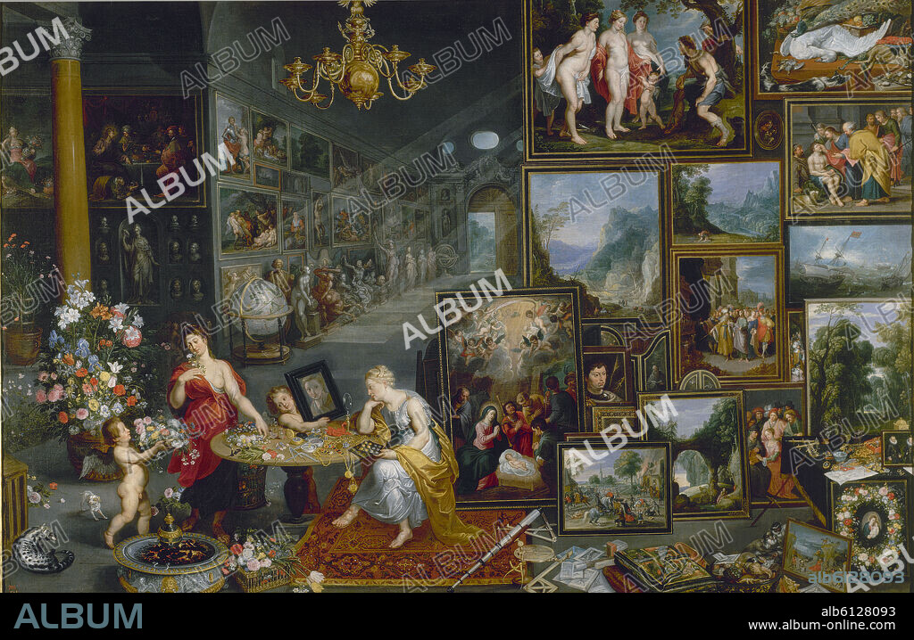 JAN BRUEGHEL DE VELOURS-BRUEGHEL EL. LA VISTA Y EL OLFATO - HACIA 1620 - O/L 176x264 - NP 1403 - ESCUELA FLAMENCA.