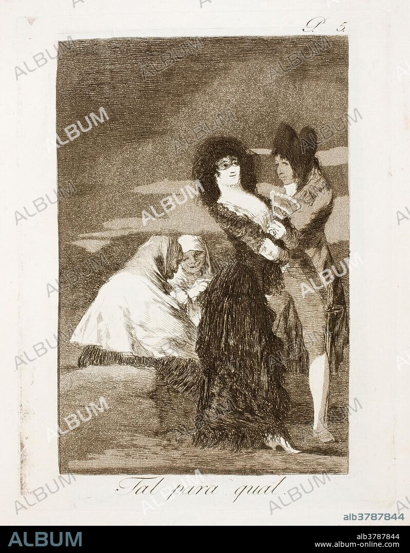 Francisco de Goya y Lucientes / 'Two of a Kind'. 1797 - 1799. Etching, Aquatint, Drypoint on ivory laid paper.
