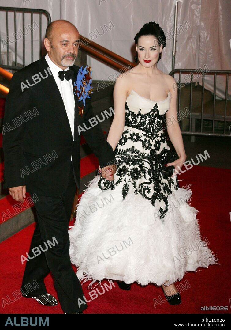 May 05, 2008 - New York, NY, USA -Designer CHRISTIAN LOUBOUTIN and DITA VON TEESE at the 'Superheroes: Fashion and Fantasy' Costume Institute Gala held at the Metropolitan Museum of Art. 05/05/2008