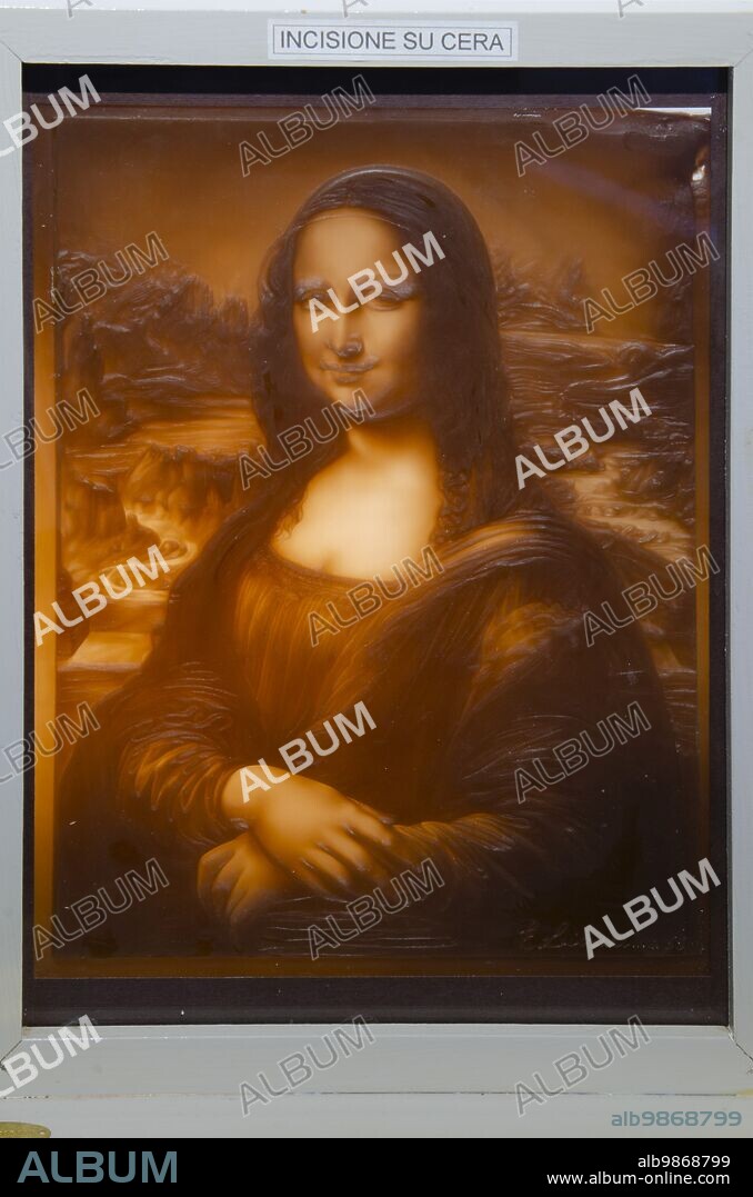 Pioraco (Italy, Marche - Macerata province), Paper and Watermark Museum. Wax engraving (backlit), to create the watermark depicting the Mona Lisa with paper.