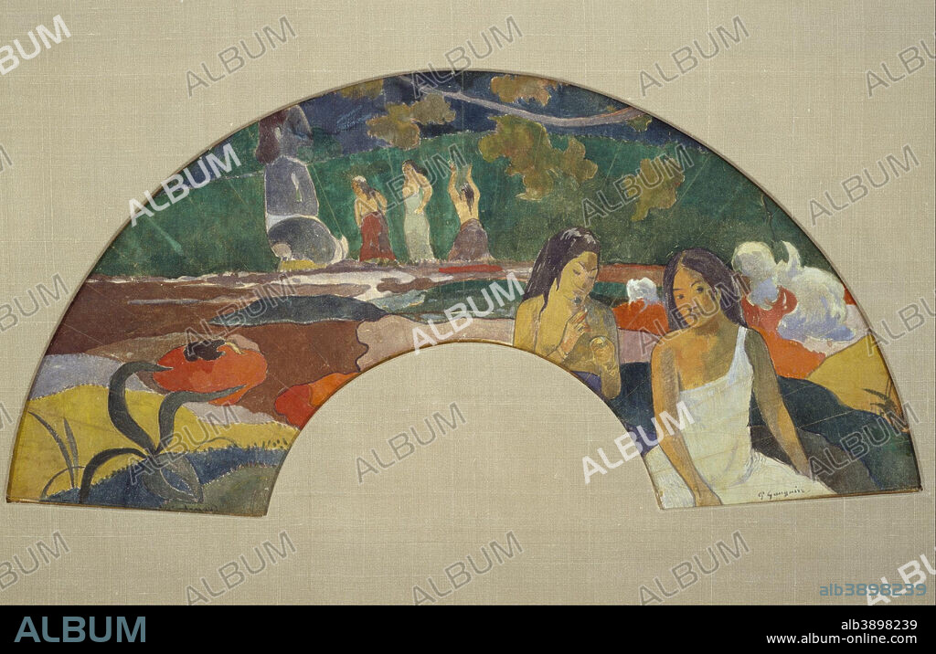 PAUL GAUGUIN. Arearea Joyousness II. Date/Period: 1894. Painting. Gouache and watercolor on linen. Width: 85.1 cm. Height: 57.2 cm (without frame).