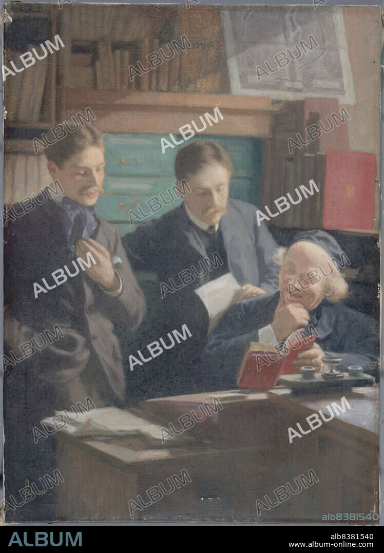 EUGENE PASCAU. Honoré Champion (1846-1913), bookseller-editor, surrounded by his sons, c1900.