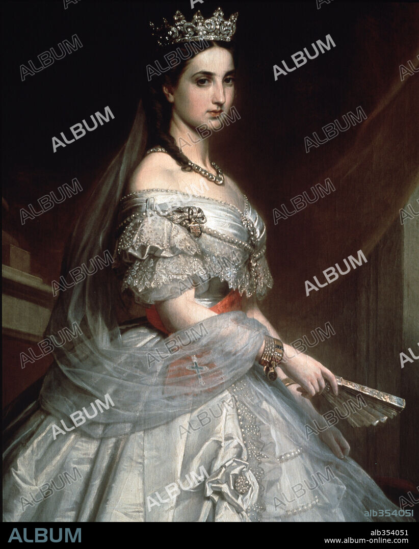 ALFRED GRAEFLE. Carlota or Charlotte of Hapsburg Empress of Mexico 1840-1927 wife of archduke Maximilian, Oil on canvas.