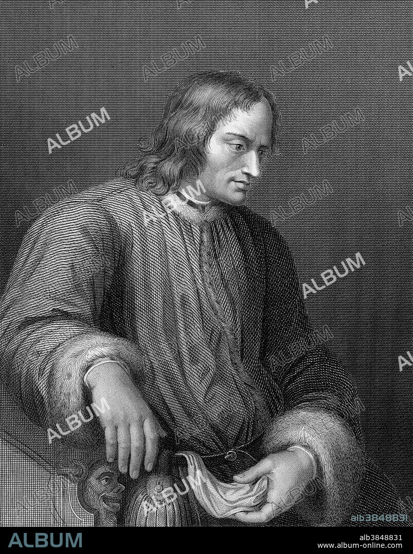 Portrait of Lorenzo I de Medici or Lorenzo the Magnificent, 1449, 1492, Italian politician and town lord of Florence.
