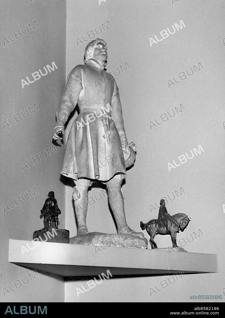 Mora 1960-01-04. Zornmuseet. Modell till konstnären Anders Zorns Gustav Vasa-staty i Mora. Foto: Gunnar Lantz / SvD / TT / kod 12014.