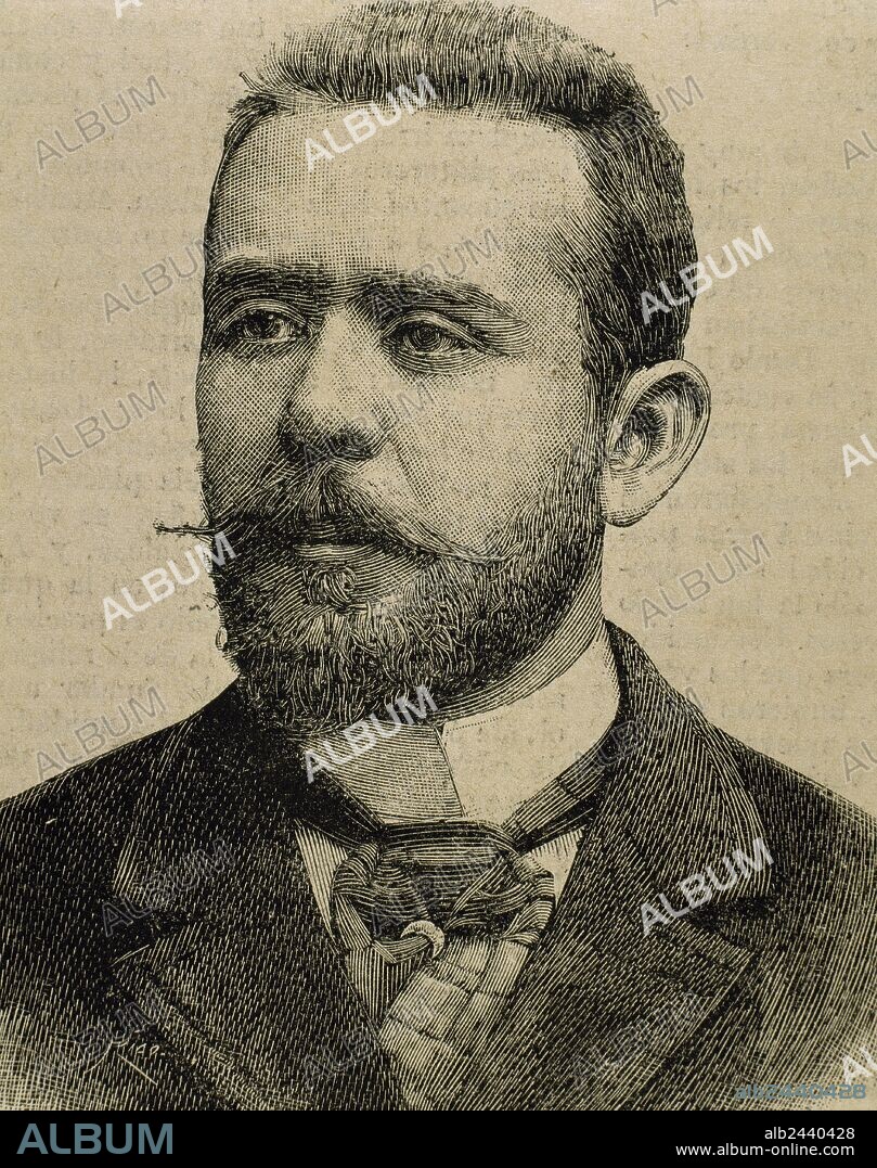 Narciso Diaz de Escovar (1860-1935). Spanish poet and writer. Engraving by Rico. Portrait. 19th century.
