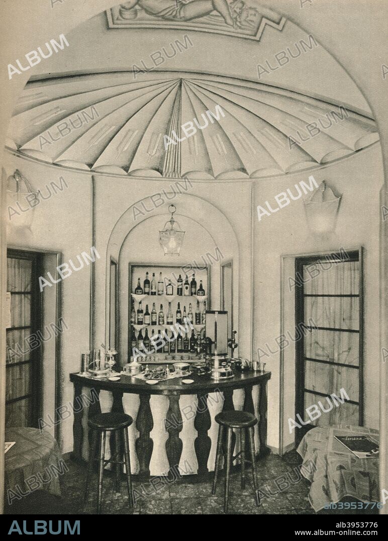 'The Penna D'Oca Restaurant, The cocktail Bar', c1928. A Photograph of the Penna D'Oca Restaurants Cocktail Bar in Milan, designed by Tomaso Buzzi, Emilio Lancia, Michele Marelli and Gio Ponti. From The Studio Volume 96. [London Offices of the Studio, London, 1928].