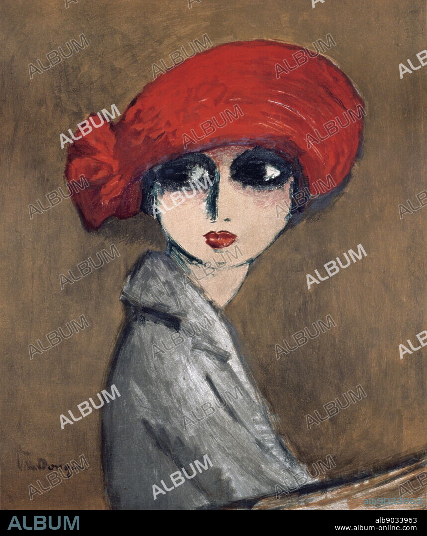 The Corn Poppy by Kees van Dongen. 1919. This Fauvist artwork has thick brush strokes with a complimentary muddy background and the figure as the focal point. Cornelis Theodorus Maria 'Kees' van Dongen (26 January 1877 - 28 May 1968) was a Dutch-French painter who was one of the leading Fauves.