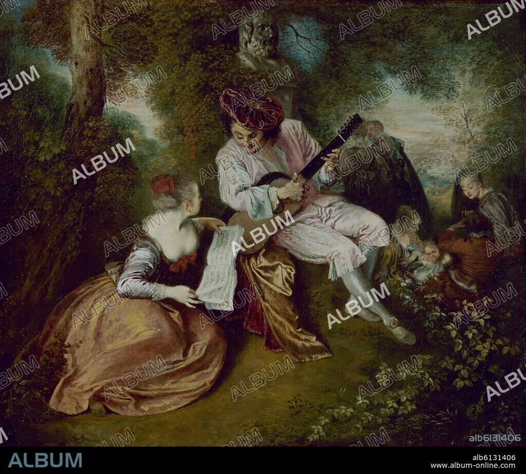 JEAN ANTOINE WATTEAU. 'The Scale of Love', 1715-1718, Oil on canvas, 50,8 x 59,7 cm.