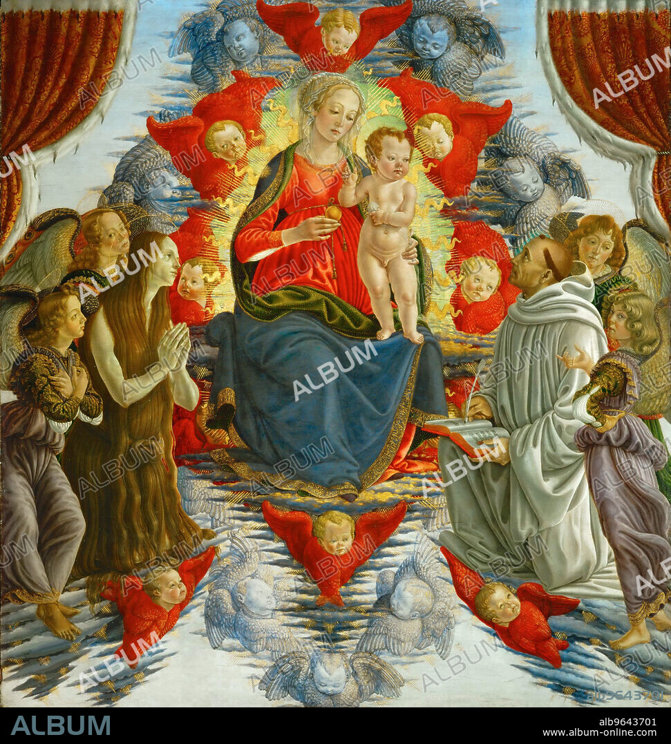 FRANCESCO BOTTICINI. Madonna in Glory with Saint Mary Magdalene, Saint Bernard and Angels.