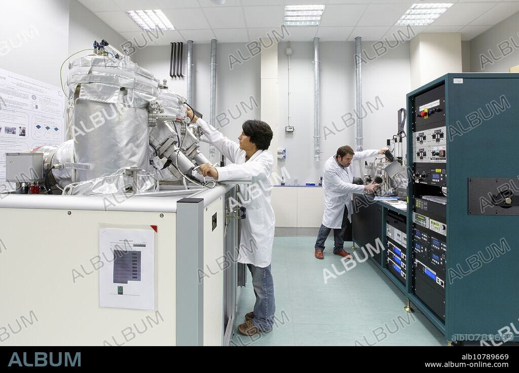 Controlling deposition of various organic and inorganic materials by evaporation, Evaporation thin film deposition equipment, Ultra High Vacuum UHV dual chamber evaporator, Sputtering equipment, Deposition laboratory, Nano magnetism group, CIC nanoGUNE, Nano science Cooperative Research Center, Donostia, San Sebastian, Gipuzkoa, Basque country, Spain.