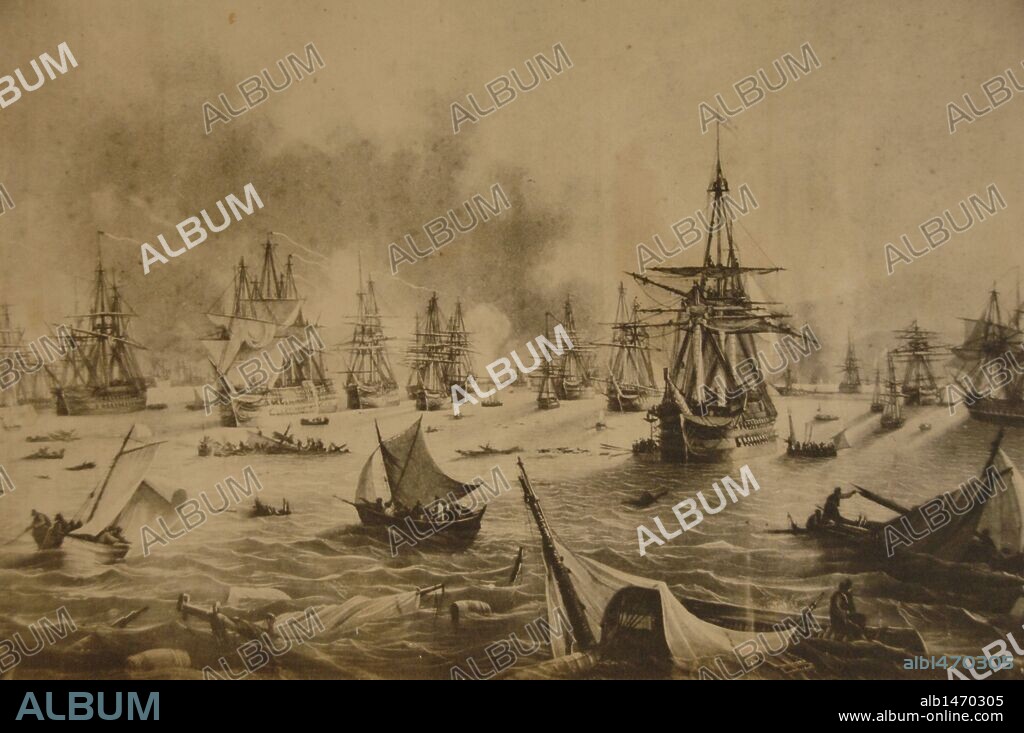 GREEK WAR OF INDEPENDENCE (1821-1830)  The naval Battle of Navarino (October 20, 1827) in Navarino Bay (now Pylos), in the Peloponnese. A combined  France, Russia and Great Britain naval force won the Turkish-Egyptian fleet of Sultan Ibrahim.