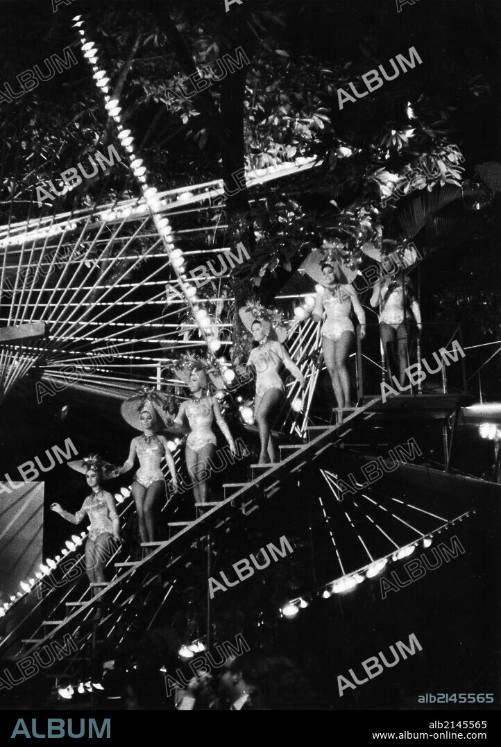 A variety show at the famous tropicana night club in havana, cuba, 1963.