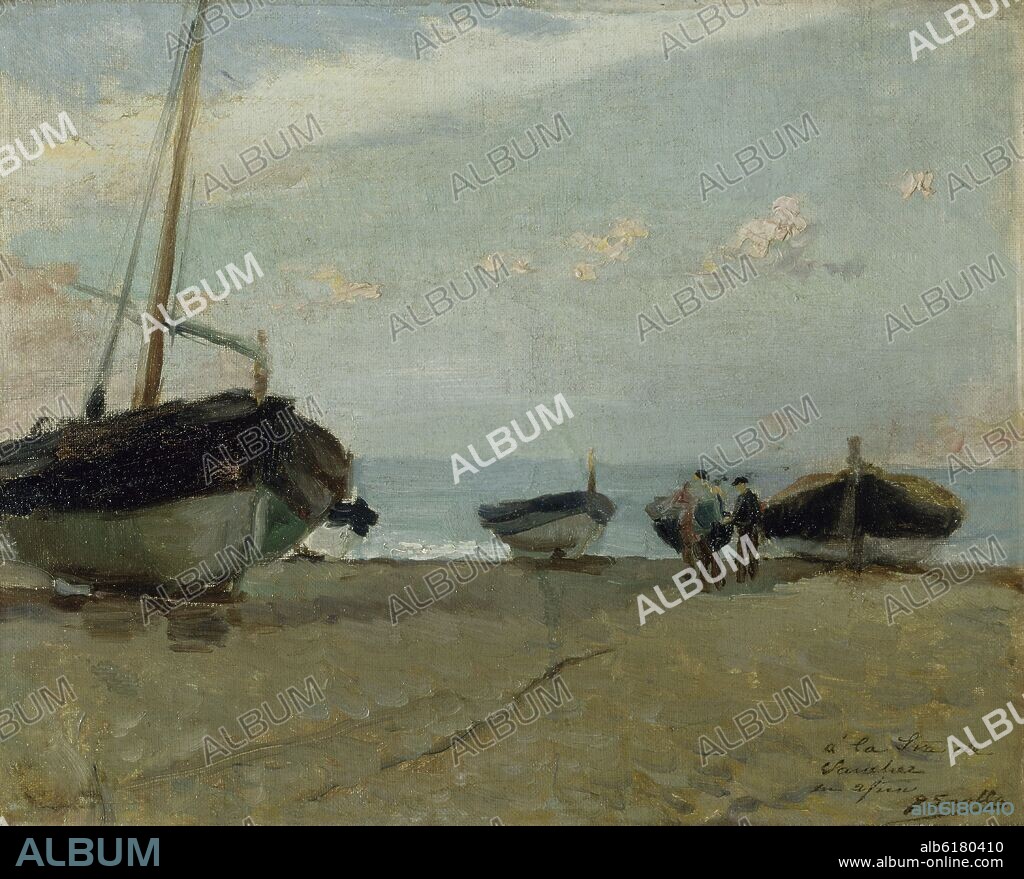 JOAQUIN SOROLLA. (BARCAS VARADAS) - S XIX - IMPRESIONISMO ESPAÑOL.