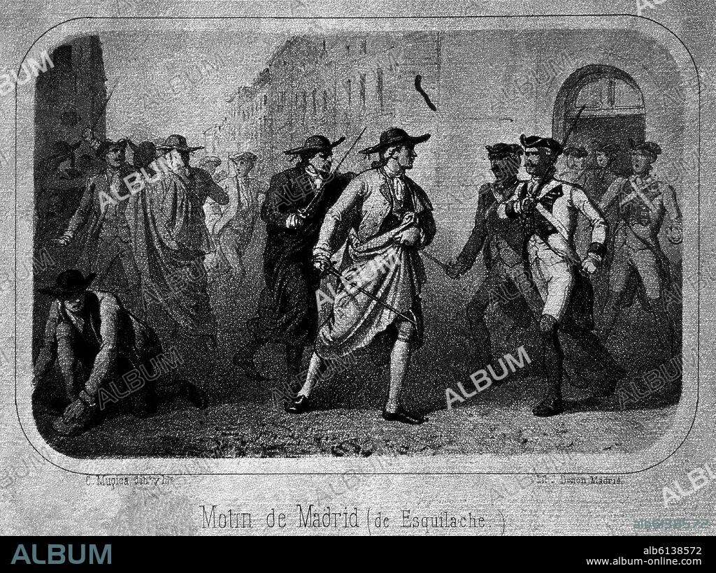 GRABADO-MOTIN DE ESQUILACHE EN LA PRIMAVERA DE 1766.