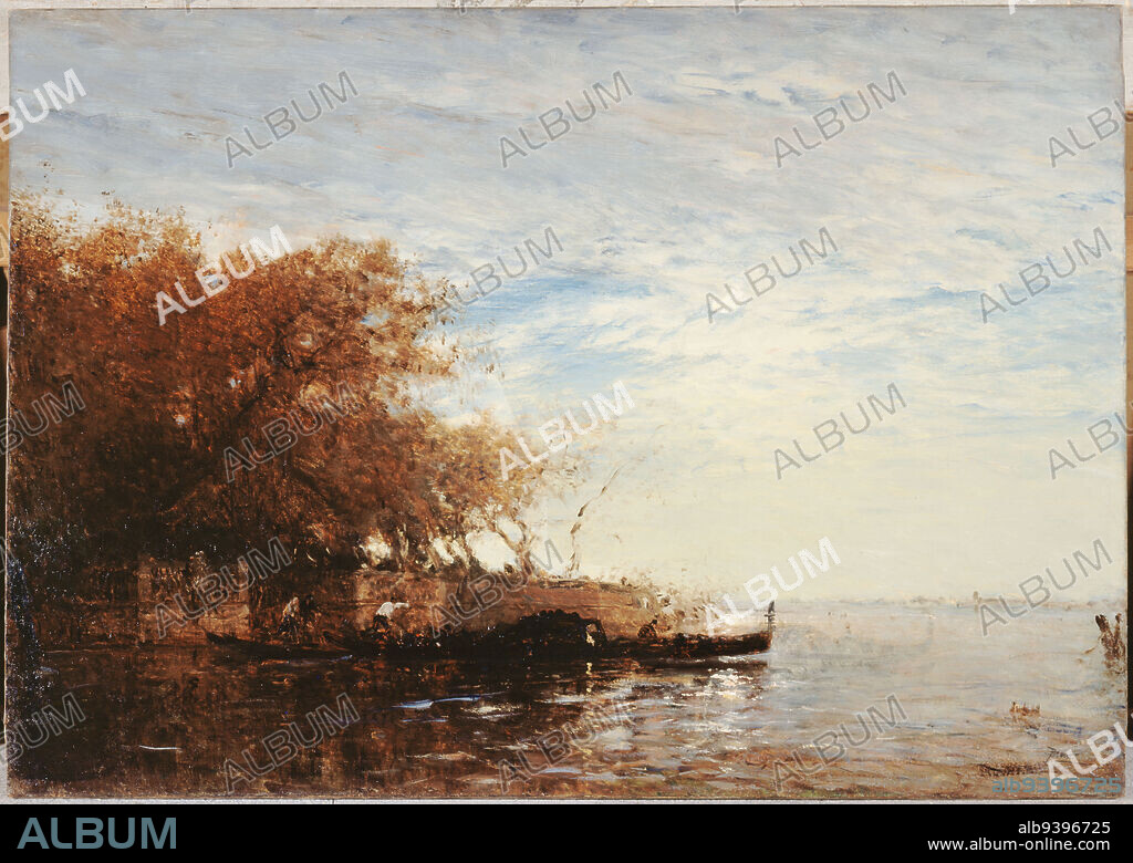 Venice Italy, the French Garden in the Moonlight, Ziem, Felix, Painter, Between 1880 and 1890, 4th quarter of the 19th century, Painting, Oil painting, Canvas, Height: 82.5 cm, Width: 116 cm, Dimensions - Frame:, Height: 95 cm, Width: 129 cm, Thickness: 4 cm.