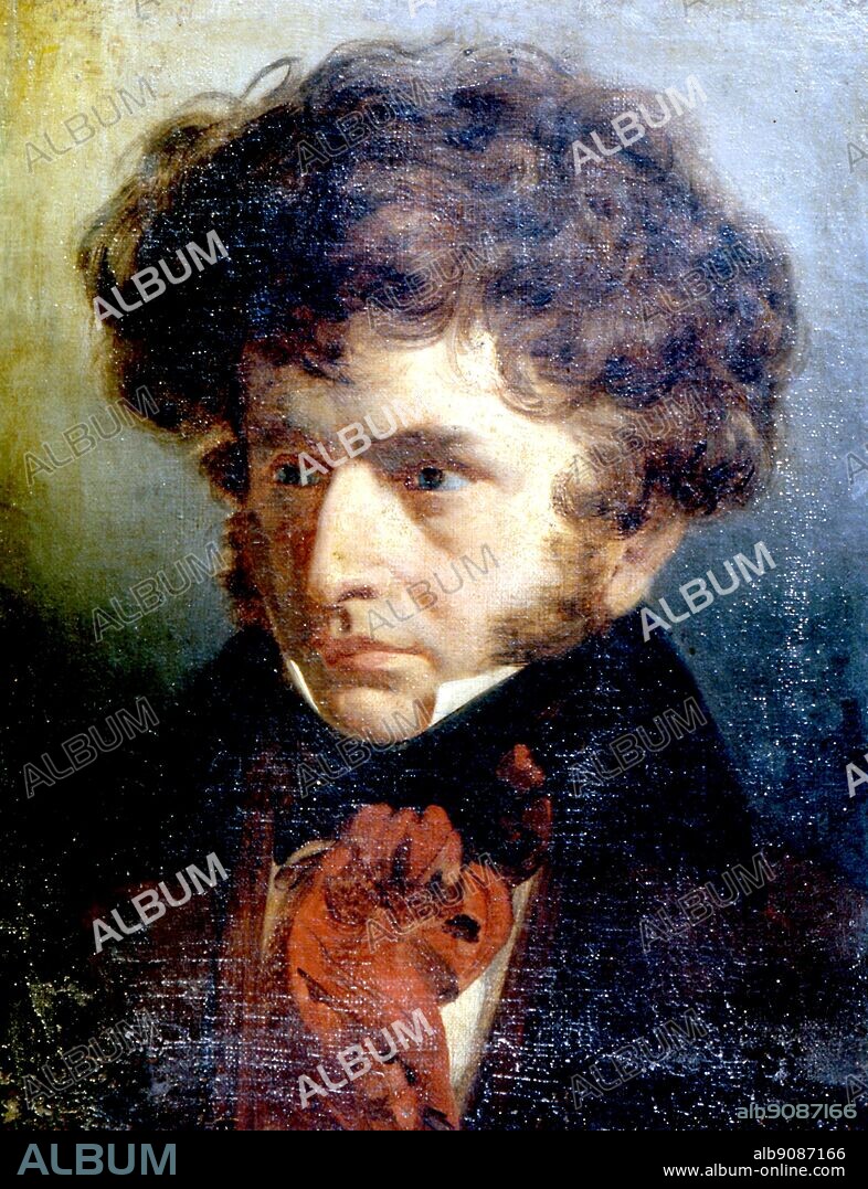 Hector (Louis) Berlioz (1803-1869) French Romantic composer a oil painting by Emile Signol 1832 r.